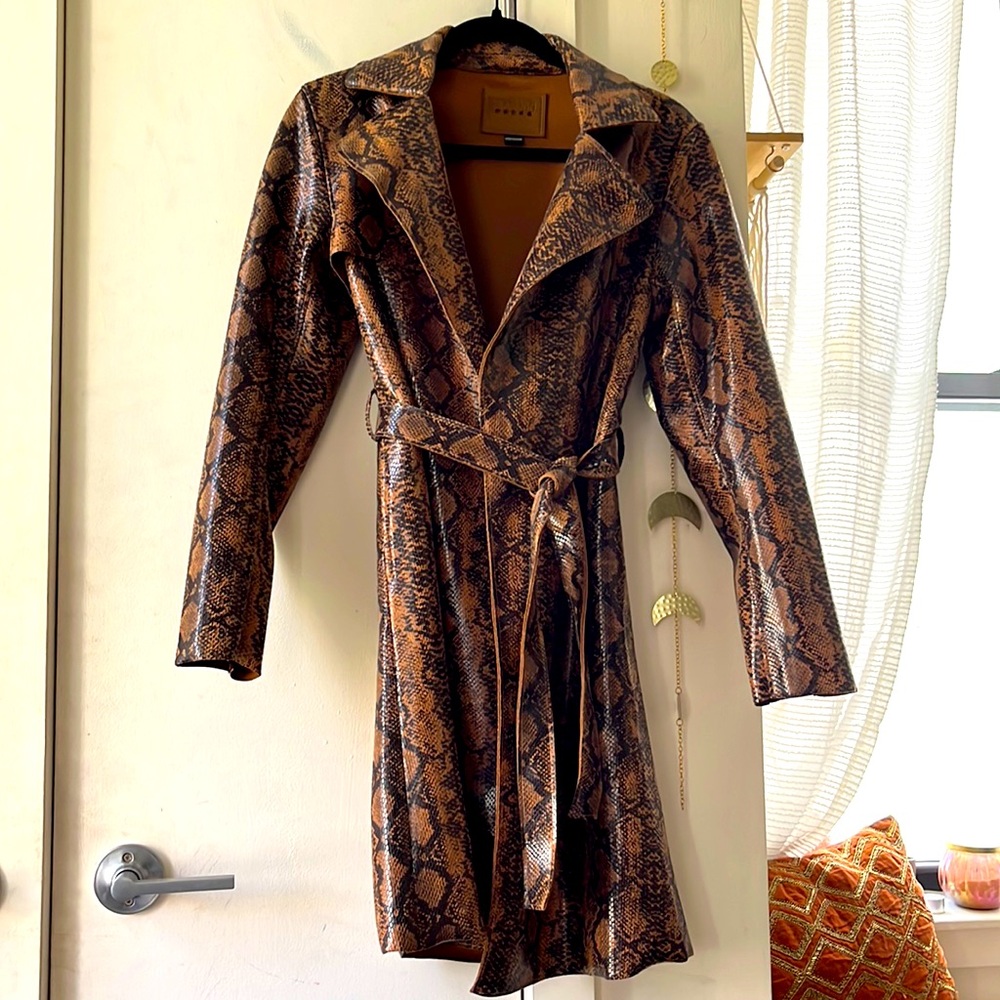 Faux Snakeskin Trench Coat